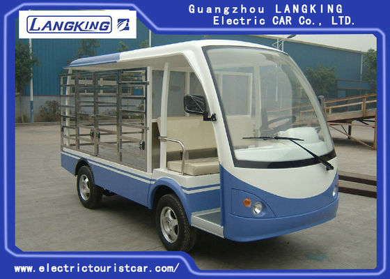 चीन 2 सीटर गोल्फ कार्ट ब्लू / व्हाइट एडीसी 48V 5KW कार्गो बॉक्स के साथ इलेक्ट्रिक यूटिलिटी गाड़ियां आपूर्तिकर्ता