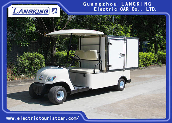 चीन स्टेनलेस स्टील कार्गो बॉक्स के साथ 2 व्यक्ति सफेद मिनी इलेक्ट्रिक कार्गो ट्रक 650kg 48v 3kw डीसी मोटर आपूर्तिकर्ता