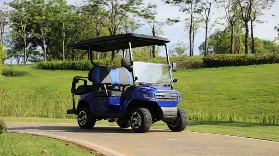 अच्छी कीमत 4 Seat Electric Golf Cart With Leather Fabric Seats LED Lighting System And Robotic Welding Chassis ऑनलाइन